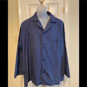 Brooks Brothers 346 - Mens navy & white checkered lounge pajama shirt, Size: XL